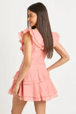 Robe Courte Texturée À Détails Volantés