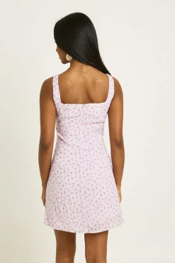 Robe Courte Texturée À Imprimé Floral Pastel