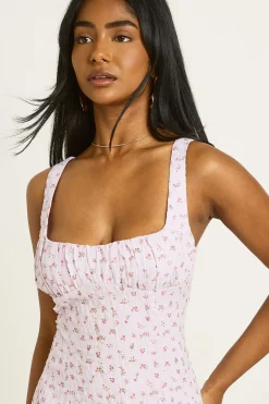 Robe Courte Texturée À Imprimé Floral Pastel