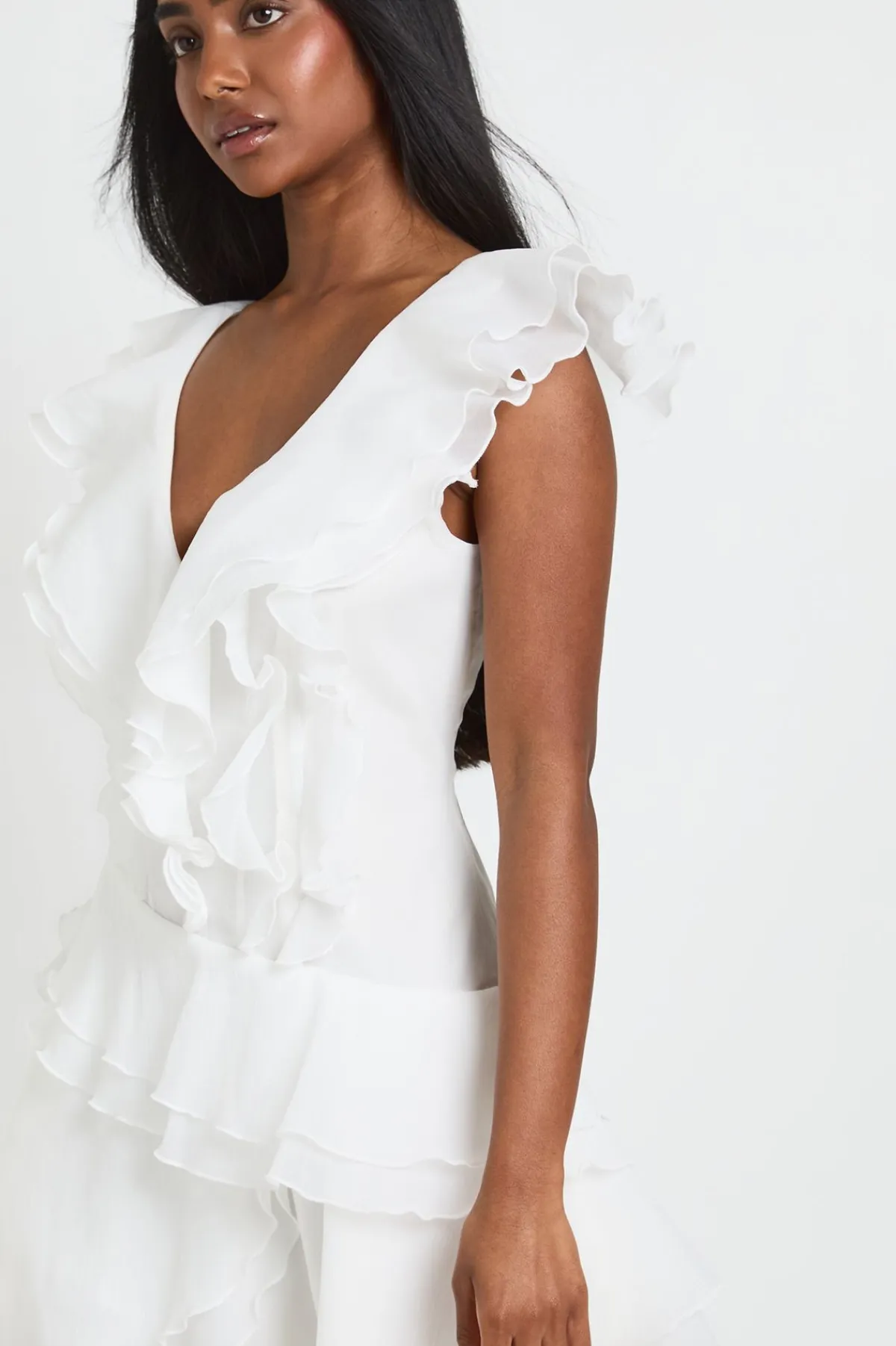 boohoo Robe Courte Texturée À Volants<Femme Robes Patineuses|Robes