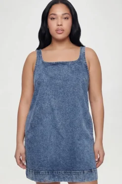 Robe Courte Trapèze Grande Taille À Encolure Carrée