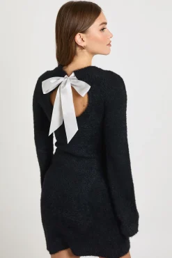 Robe Courte Tricotée Ultra Douce Avec Détail Nœud Au Dos