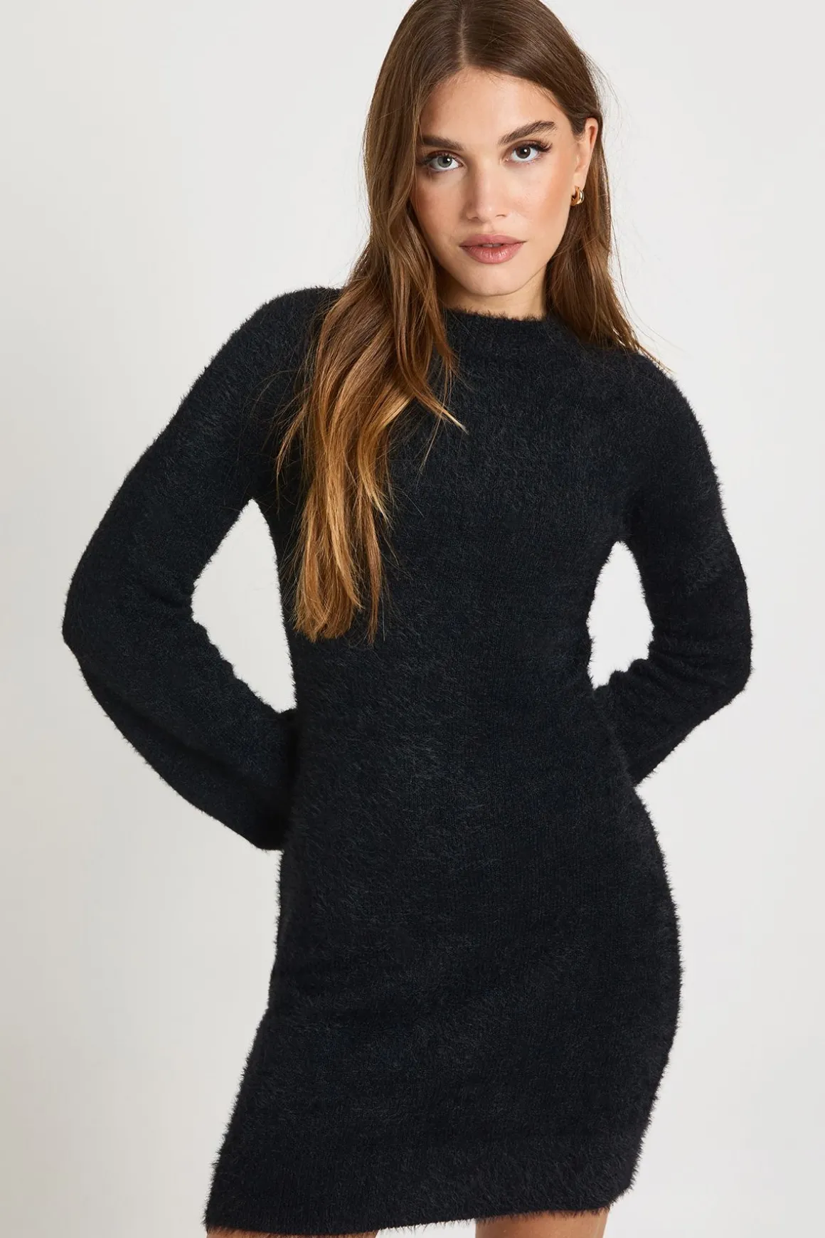 Robe Courte Tricotée Ultra Douce Avec Détail Nœud Au Dos
