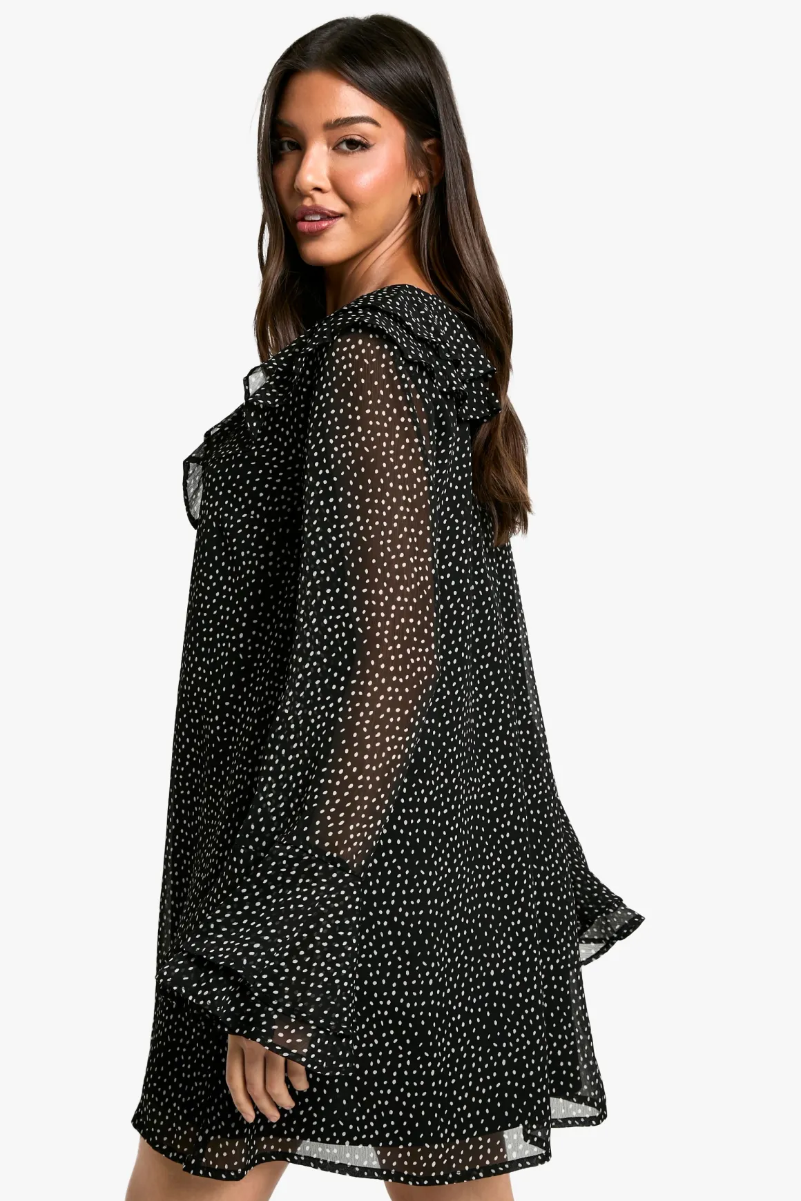 Robe courte à volants et imprimé pois