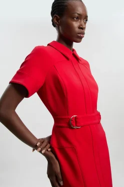 KarenMillen Robe Crayon Ajustée en Stretch Compact avec Détail Patte à Liseré<Femme Tailleurs|Toutes Les Robes