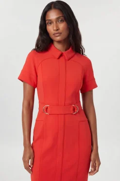 Robe Crayon Ajustée En Tissu Extensible Compact À Blocs De Couleur