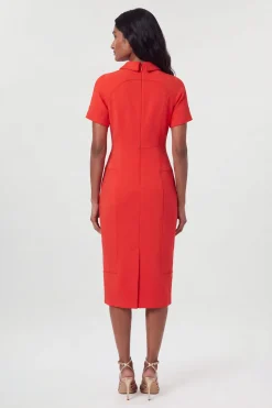 Robe Crayon Ajustée En Tissu Extensible Compact À Blocs De Couleur