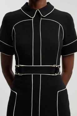 KarenMillen Robe Crayon Ajustée En Tissu Stretch Compact Avec Détails De Pattes À Bordures Contrastées<Femme Tailleurs|Toutes Les Robes