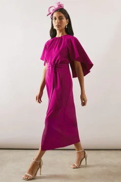 Robe Crayon Ceinturée À Cape Tissée
