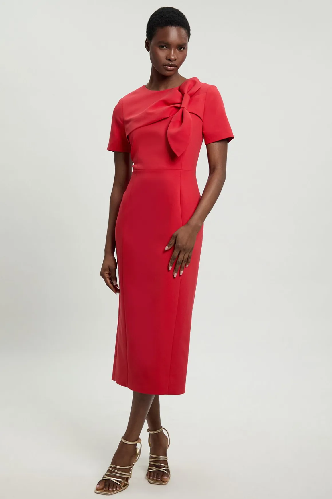 Robe Crayon Compacte Stretch Avec Détail Nœud