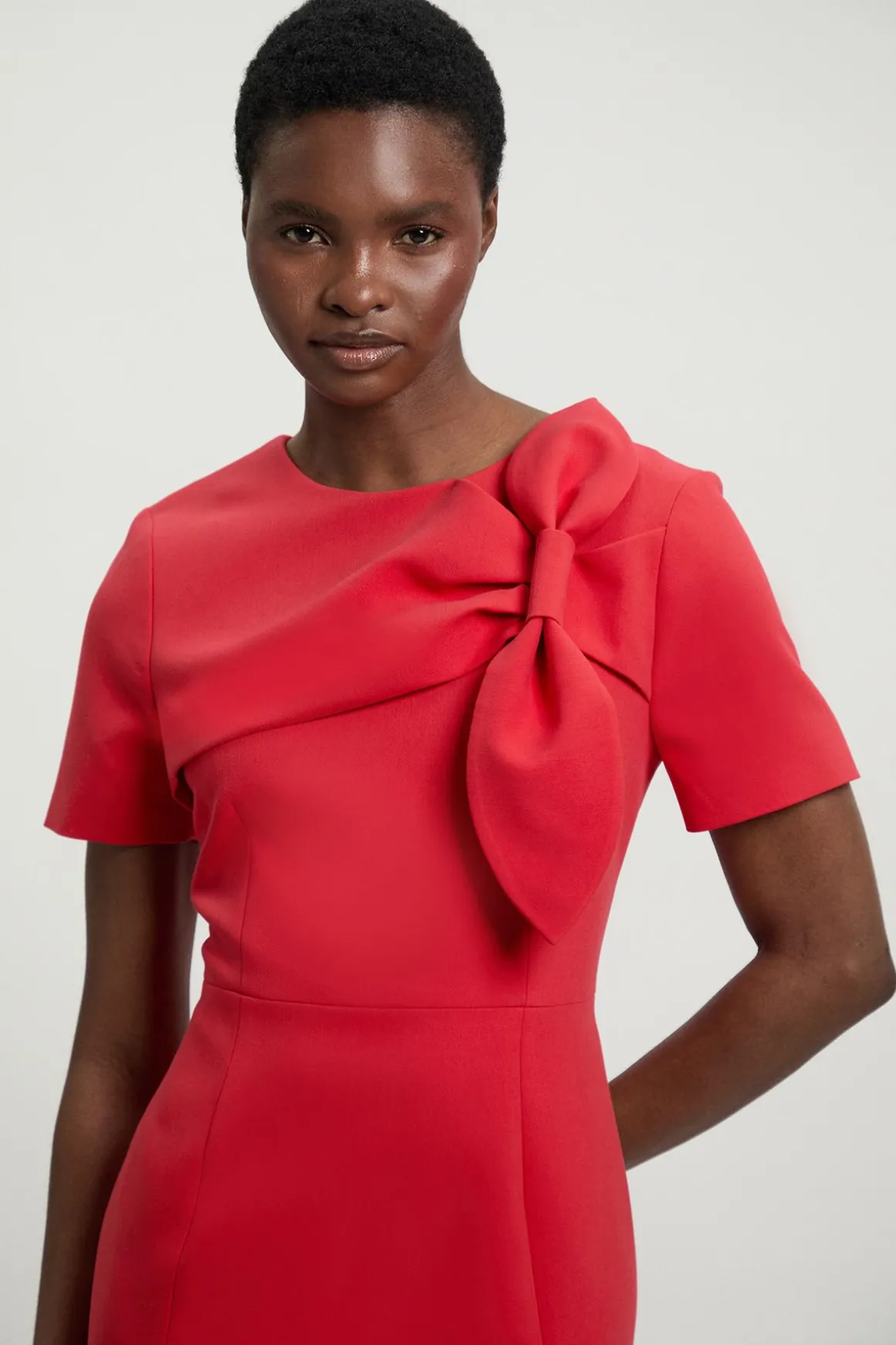 Robe Crayon Compacte Stretch Avec Détail Nœud