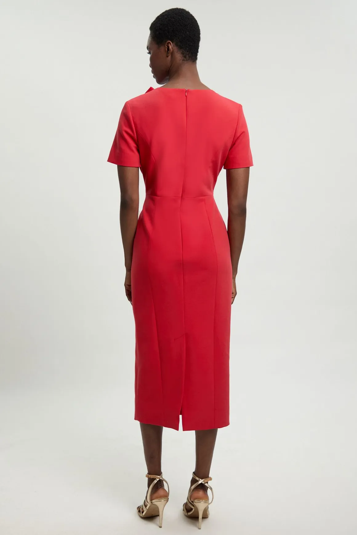 Robe Crayon Compacte Stretch Avec Détail Nœud