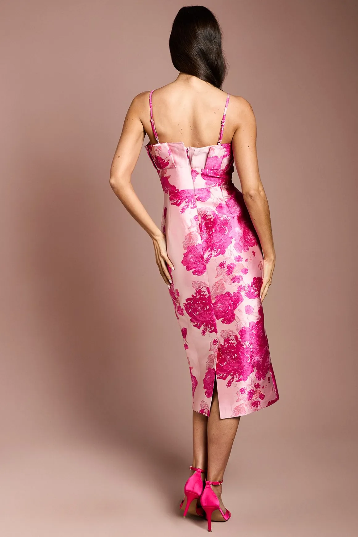 Robe Crayon à Corsage Plissé en Jacquard
