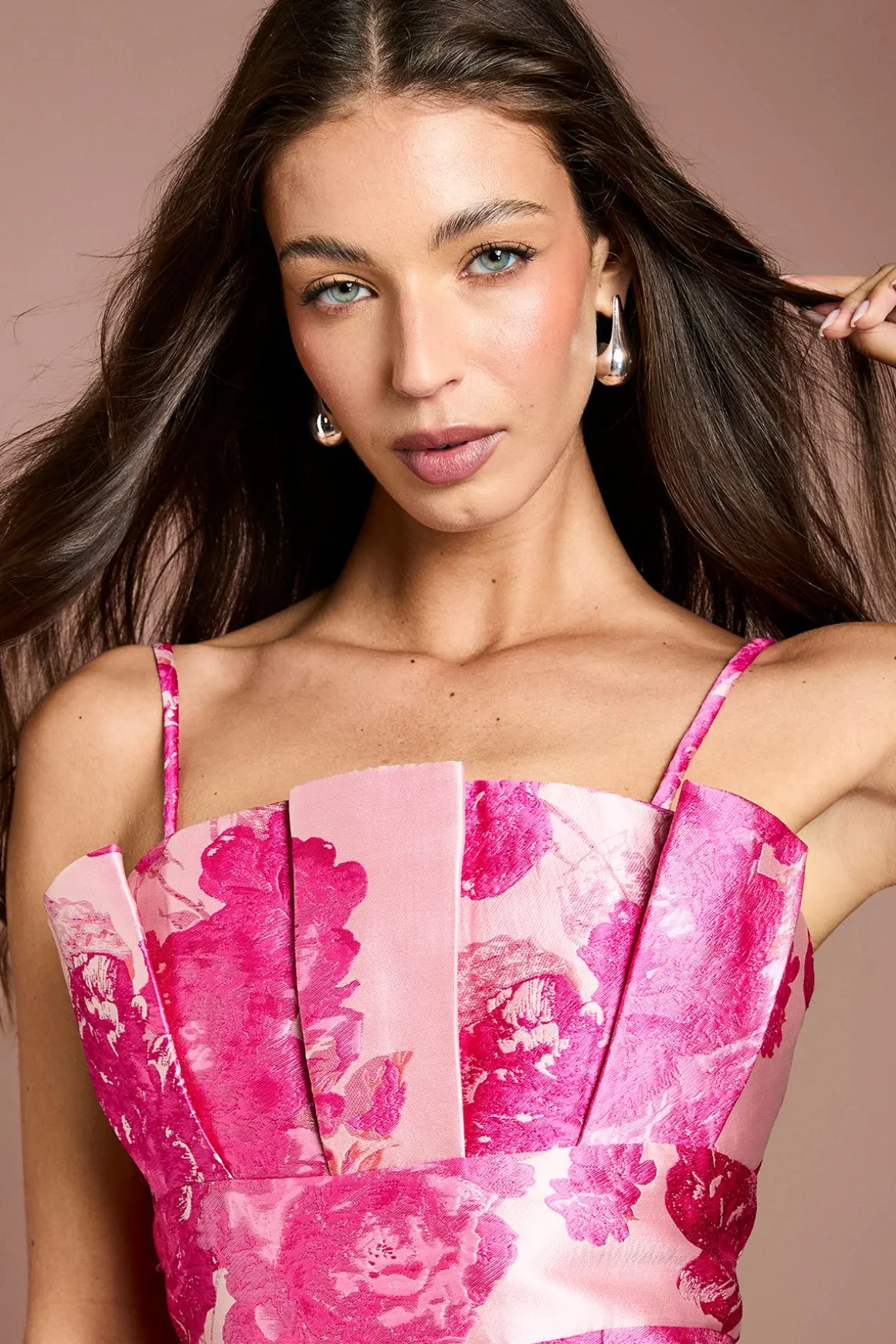 Robe Crayon à Corsage Plissé en Jacquard