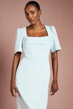 Robe Crayon Corset à Manches Courtes