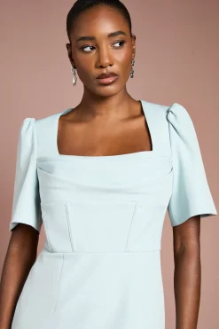 Robe Crayon Corset à Manches Courtes