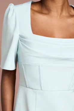 Robe Crayon Corset à Manches Courtes