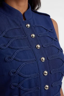 Robe Crayon Droite Compacte Stretch À Détails Boutons