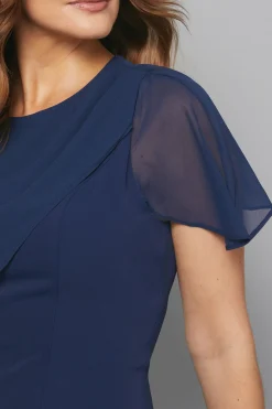 Robe Crayon à Détail Cape en Mousseline