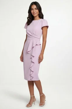 Wallis Robe Crayon En Crêpe À Volant<Femme Robes|Toutes Les Robes