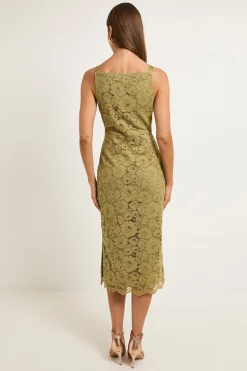 Robe Crayon En Dentelle Avec Bretelles En Satin