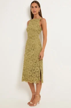 Robe Crayon En Dentelle Avec Bretelles En Satin