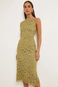 Robe Crayon En Dentelle Avec Bretelles En Satin