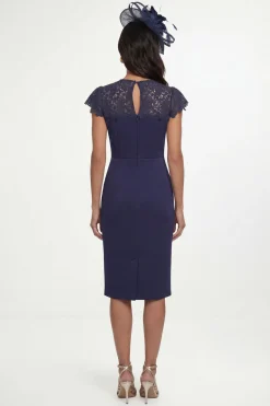 Robe Crayon En Néoprène Avec Manches En Dentelle