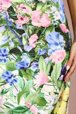 Robe Crayon En Satin À Imprimé Floral