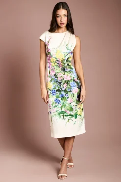 Robe Crayon En Satin À Imprimé Floral