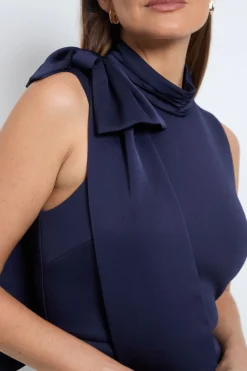 Wallis Robe Crayon En Satin Scuba Avec Nœud<Femme Robes Mi-Longues|Satin Et Dentelle