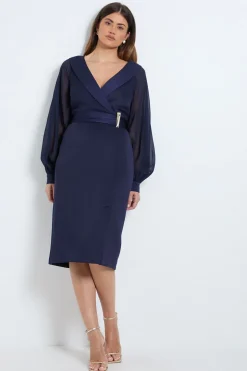 Robe Crayon En Scuba Avec Détail Col