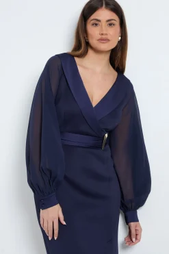 Robe Crayon En Scuba Avec Détail Col