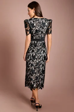 Coast Robe Crayon À Manches Courtes Avec Finition En Dentelle Au Col<Femme Robes Mi-Longues|Satin Et Dentelle