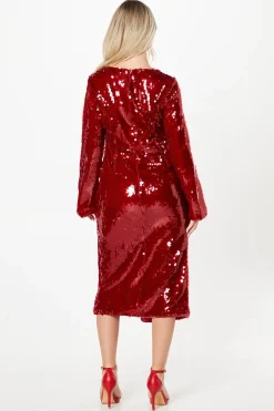 Robe Crayon à Manches Longues et Sequins pour Petite Soirée