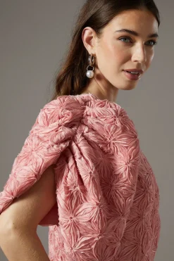Robe Crayon à Manches Plissées Florales