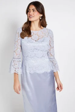 Robe Crayon À Manches Volantées En Dentelle