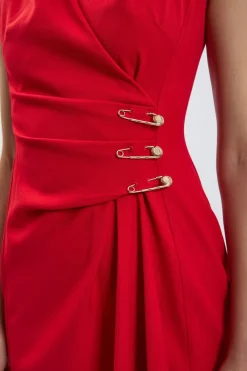 KarenMillen Robe Crayon Midi Ajustée Avec Détail Épingle<Femme Toutes Les Robes|Robes D’Automne