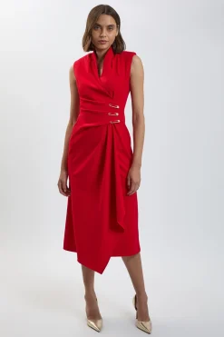 KarenMillen Robe Crayon Midi Ajustée Avec Détail Épingle<Femme Toutes Les Robes|Robes D’Automne