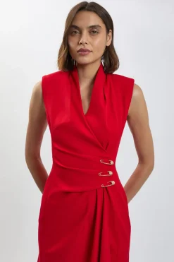 KarenMillen Robe Crayon Midi Ajustée Avec Détail Épingle<Femme Toutes Les Robes|Robes D’Automne