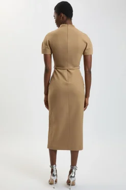 KarenMillen Robe Crayon Midi Ajustée Ceinturée En Tissu Stretch Compact<Femme Robes|Robes Mi-Longues