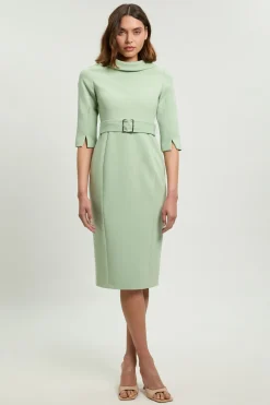 Robe Crayon Midi Ajustée À Col Roulé Petite