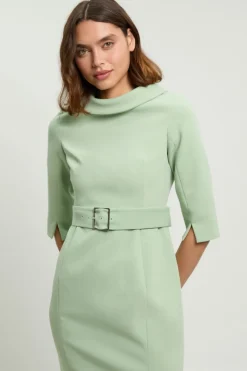 Robe Crayon Midi Ajustée À Col Roulé Petite