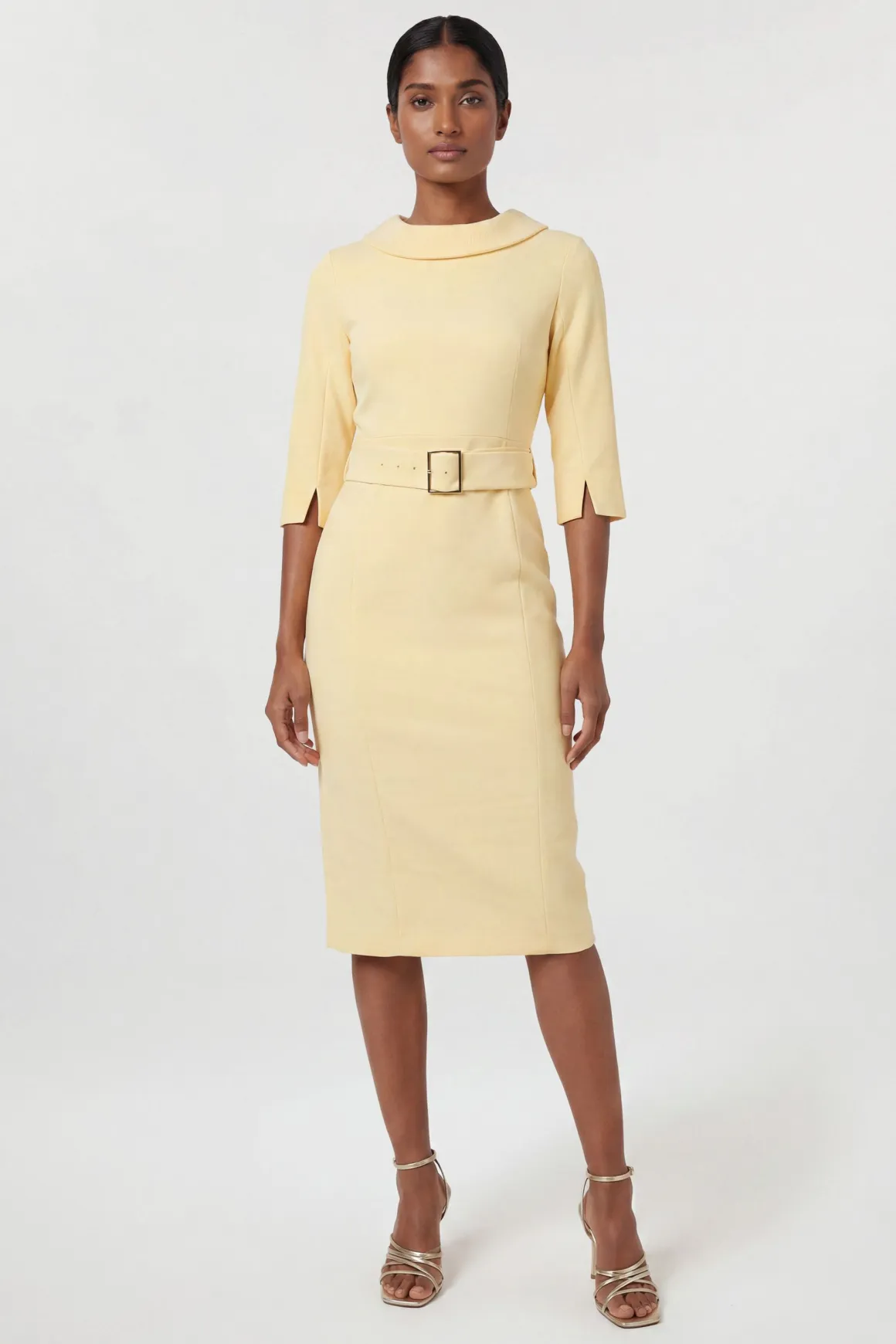 Robe Crayon Midi Ajustée À Col Roulé
