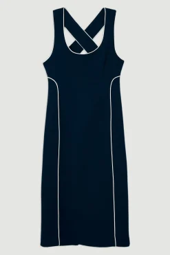 KarenMillen Robe crayon midi ajustée compacte en stretch à bouts contrastés<Femme Tailleurs|Toutes Les Robes