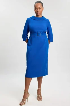 Robe Crayon Midi Ajustée Grande Taille À Col Roulé