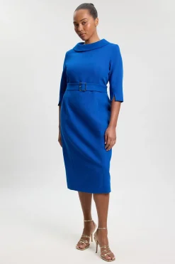 Robe Crayon Midi Ajustée Grande Taille À Col Roulé