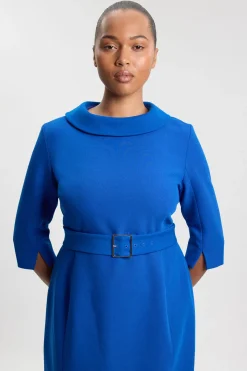 Robe Crayon Midi Ajustée Grande Taille À Col Roulé