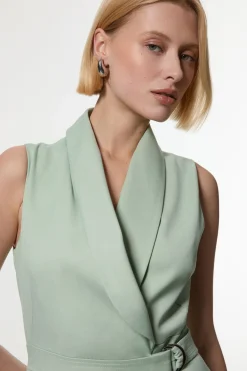 KarenMillen Robe Crayon Midi Ajustée Sans Manches Avec Ceinture Nouée<Femme Robes|Robes Mi-Longues