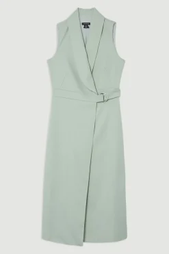 KarenMillen Robe Crayon Midi Ajustée Sans Manches Avec Ceinture Nouée<Femme Robes|Robes Mi-Longues